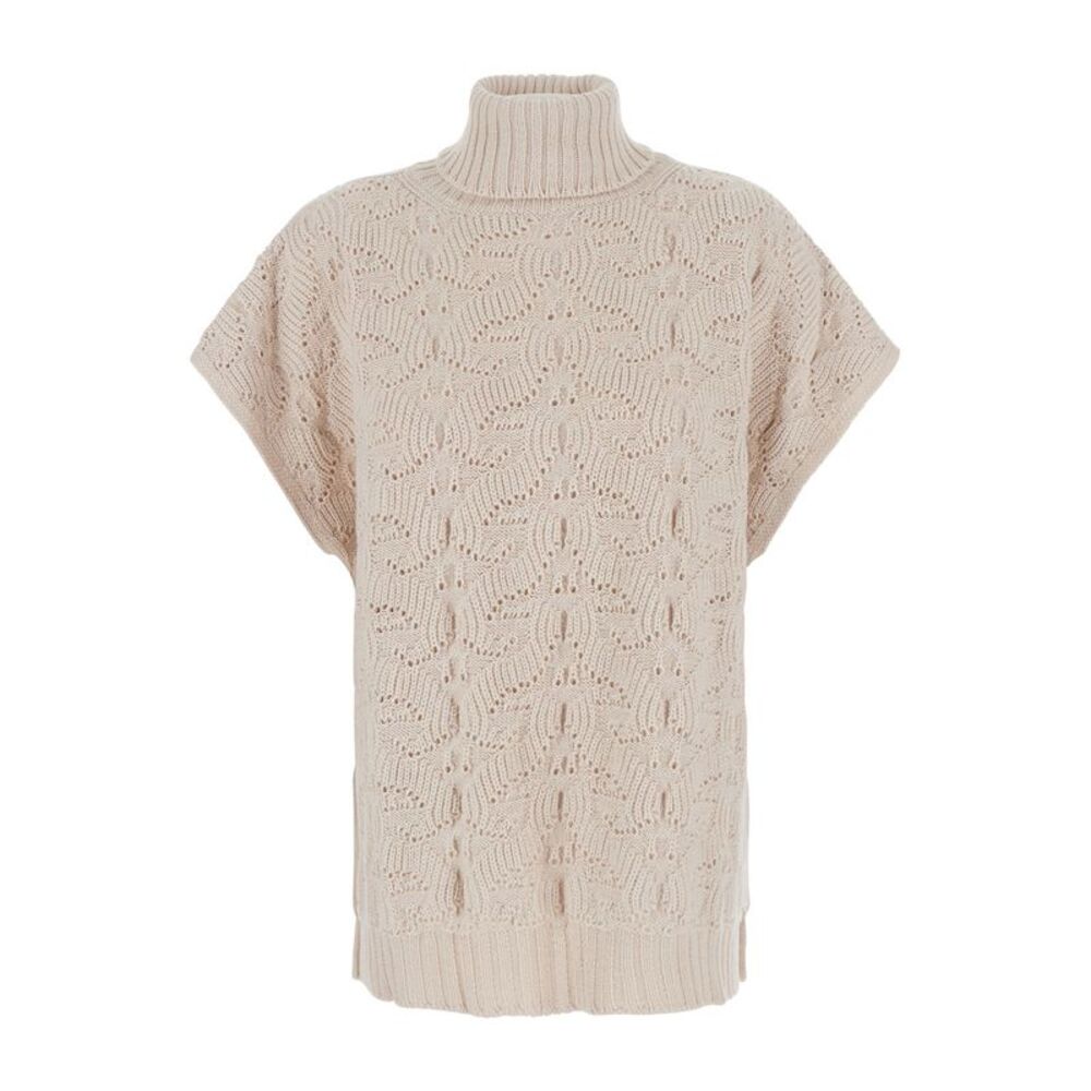 Etro Women White High-Neck Sweater With Wide Short Sleeves In Blend Wool Women